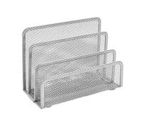OSCO Wire Mesh Letter Holder - 3-Slot Wiremesh Document Organiser & Mail Sorter for Desk, Envelopes & Paperwork, Compact Desktop File Storage - Silver