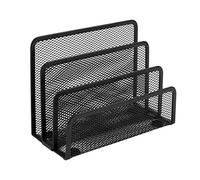 OSCO Wire Mesh Letter Holder - 3-Slot Wiremesh Document Organiser & Mail Sorter for Desk, Envelopes & Paperwork, Compact Desktop File Storage - Black
