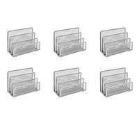 OSCO Wire Mesh Letter Holder 6 Pack - 3-Slot Wiremesh Document Organiser & Mail Sorter for Desk, Envelopes & Paperwork, Compact Desktop File Storage - Silver