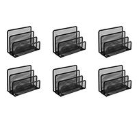 OSCO Wire Mesh Letter Holder 6 Pack - 3-Slot Wiremesh Document Organiser & Mail Sorter for Desk, Envelopes & Paperwork, Compact Desktop File Storage - Black