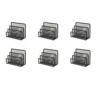 OSCO Wire Mesh Letter Holder 6 Pack - 3-Slot Wiremesh Document Organiser & Mail Sorter for Desk, Envelopes & Paperwork, Compact Desktop File Storage - Graphite