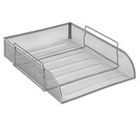 OSCO Silver Wiremesh Stacking Letter Tray | A4 Portrait | Easily Stackable | Desk File Organiser | Paper Storage | Office Document Sorter | Paperwork Filing | No Risers Required | H8.2 x W35 D24.5 cm
