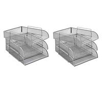 OSCO Wire-Mesh Letter Tray Portrait A4 & Foolscap, Scratch-Resistant High-Density Metal, Stackable Front-Load Desktop Organiser, Office File Paper Sorter, 6 Pack, Silver