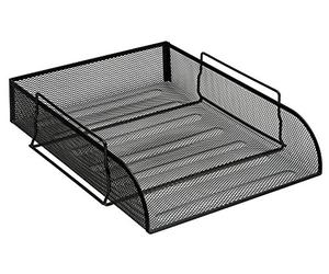 OSCO Wire-Mesh Letter Tray Portrait A4 & Foolscap, Scratch-Resistant High-Density Metal, Stackable Front-Load Desktop Organiser, Office File Paper Sorter, Black