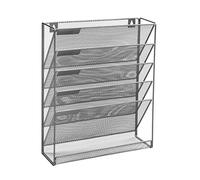 OSCO Wiremesh 5-Tier Magazine Rack, High-Density Wire Mesh Storage Unit with Wall-Mount or Freestanding Option for Files, Magazines & Binders, Desk or Wall Use, Silver