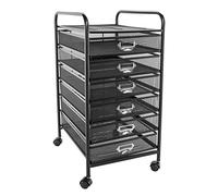 OSCO Wiremesh 6 Drawer File Storage Cart with Wheels, A4 Metal Mesh Document Storage Trolley, Mobile Storage Unit for Home, Office and Classroom, Black (61 x 37.5 x 29.2 cm)