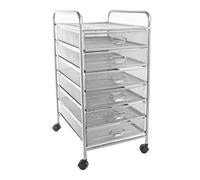 OSCO Wiremesh 6 Drawer File Storage Cart with Wheels, A4 Metal Mesh Document Storage Trolley, Mobile Storage Unit for Home, Office and Classroom, Silver (61 x 37.5 x 29.2 cm)