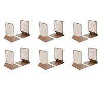 OSCO Wiremesh Bookends, Heavy Duty Metal Mesh Book Supports for Shelves, Bookcases & Desks, Non-Slip Base, Ideal for Home, Office, School or Library Use, 6 Pair (Pack of 2) - Rosegold
