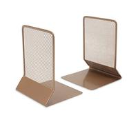 OSCO Wiremesh Bookends, Heavy Duty Metal Mesh Book Supports for Shelves, Bookcases & Desks, Non-Slip Base, Ideal for Home, Office, School or Library Use, Single (Pack of 2) - Rosegold