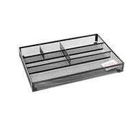 OSCO Wiremesh Desk & Drawer Organiser, 6 Compartments, Ideal for Pens, Makeup, Stationery Caddy & Kitchen Storage, Fits Standard Drawers Compact Design, 33×23×4.4 cm, Black