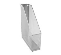 OSCO Wiremesh Magazine Rack, High-Density Steel Wire Mesh Desk File & Magazine Holder with Rubber Feet, Single Section Organiser for Files, Cookery Books, Office Storage, Silver