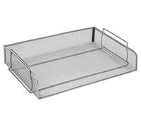 OSCO Silver Wiremesh Stacking Letter Tray | A4 Landscape | Easily Stackable | Desk File Organiser | Paper Storage | Office Document Sorter | No Risers Required | H8.2 x W35 D24.5 cm