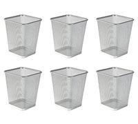 Osco Wiremesh Waste Bin Square - Metal Mesh Rubbish & Recycling Basket for Office, Home, Bathroom - Solid Non Slip Base Build, H30 cm × W25 cm, 10 Litres, Silver