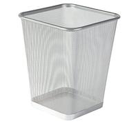 Osco Wiremesh Waste Bin Square - Metal Mesh Rubbish & Recycling Basket for Office, Home, Bathroom - Solid Non Slip Base Build, 12 Litres, H30 cm × W25 cm, Silver