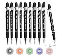 Oscolewis Personalized Bulk Pens with Stylus customized Name&Logo&Text Ballpoint Pen Custom Engraved Pens Black Ink Corporate Business Work School Promotion Gift Black