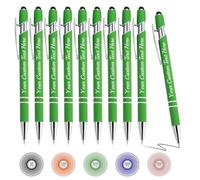 Oscolewis Personalized Bulk Pens with Stylus customized Name&Logo&Text Ballpoint Pen Custom Engraved Pens Black Ink Corporate Business Work School Promotion Gift Green