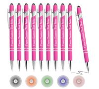 Oscolewis Personalized Bulk Pens with Stylus customized Name&Logo&Text Ballpoint Pen Custom Engraved Pens Black Ink Corporate Business Work School Promotion Gift Pink