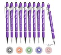 Oscolewis Personalized Bulk Pens with Stylus customized Name&Logo&Text Ballpoint Pen Custom Engraved Pens Black Ink Corporate Business Work School Promotion Gift Purple