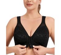 Oscrenia Full Coverage Front Closure Bra Wireless Plus Size for Women Posture Back Support(Light Black,38DD)
