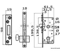 OSCULATI Yale-Type External Lock 16 38mm With Projecting Hook