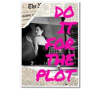 Osdfem Trendy Black and White Canvas Wall Art, Funky Girl Aesthetic Preppy Poster, Newspaper Do It for the Plot Art Print, Vintage Bar Cart Wall Decor, Girls Dorm Apartment Picture 12x16in Unframed