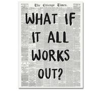 Osdfem What If It All Works Out Newspaper Wall Art Trendy Positive Affirming Poster Retro Newspaper Print Black and White Typography Poster Apartment Aesthetic Wall Decor 16x24in Unframed