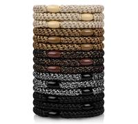 OSDUE 15 Pcs Hair Bobbles, Elastic Hair Ties No Damage Strong Stretchy Hairbands Thick Soft Woven Hair Bands for Women and Girls Updos & Braids Mixed Color