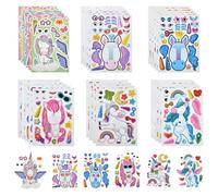 OSDUE 30 PCS Make a Face Sticker Sheets, Unicorn DIY Stickers for Crafts, Make Your Own Stickers Mix and Match Sticker Sheets for Birthday Party Decorations Party Supplies (Unicorn-30 Sheets)