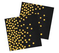 OSDUE 40Pcs Black and Gold Polka Dot Napkins, 33x33CM Paper Serviettes Disposable Cocktail Napkins Decoupage Napkin for Wedding Anniversary Holiday Celebrations Table Decorations Party Supplies