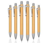 OSDUE 6 Pcs Ballpoint Pens, Bamboo Pen Retractable Ballpoint Pen, Black Ink Medium Point 1.0 mm Gift Pens for Writing Journaling School Office Supplies Graduation Gift