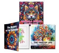 OSDUE Adult Colouring Books, Calming Colouring Book Set for Women Men | 72 Pattern Mandalas, Animal, Tree of Life, Mindfulness Colour Books for Drawing Relaxing Stress Relief, Thick Paper, 3 Pack