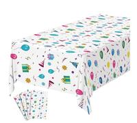 OSDUE Balloon Theme Party Tablecloth, 4 Pack 137 x 274 cm Happy Birthday Table Cover,Plastic Disposable Tablecloth, Party Fold Table Cover Birthday Decoration Supplies for Girls Boys