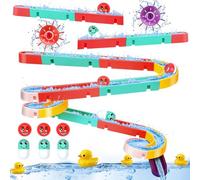 OSDUE Bath Toys for 3 Year Olds, Bath Track Game Water Slide Toy with Suction Cups, Duck Slide Bath Toy, Multicoloured Diy Sucking Orbit, Baby Bathtub Toys for Boys Girls Gift