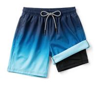 OSDUE Boys Swimming Shorts with Compression Liner Kids 7-14 Years | Quick Dry Boys Swim Shorts 2 in 1 Anti Chafe Swim Trunks with Pockets for Beach Pool Board Swimming Trunks