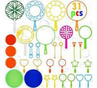 OSDUE Bubble Wand Kit for Kids - Giant Making Tools With 31pcs for Summer Garden Outdoor Activity Games Party Favors