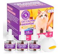 OSDUE Cat Calming Plug In, 4-IN-1 Pheromone Diffuser for Cats Relaxation, Anxiety Relief & Stress Relief, Calming Plug-in Kit for Cat with 1 Diffuser + 3 Refill, 90 Days