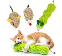 OSDUE Catnip Toy for Indoor Cats, 3Pcs Interactive Cat Chew Toys for Playing, Chewing and Teeth Cleaning, Plush Caterpillar Mouse, Hedgehog Design, Pillow Toy for Adult Kitten Cat