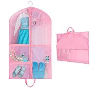 OSDUE Clothes Covers, 40 inch WaterproofHanging Garment Bags with 5 Zipper Pocket and ID Slot Pockets Foldable Kids Dance Costume Garment Bag Travel Storage Bag for Dancers Travel Competitions