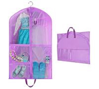 OSDUE Clothes Covers, 40 inch WaterproofHanging Garment Bags with 5 Zipper Pocket and ID Slot Pockets Foldable Kids Dance Costume Garment Bag Travel Storage Bag for Dancers Travel Competitions