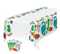 OSDUE Dinosaur Theme Party Tablecloth, 4 Pack 180 x 108 cm Happy Birthday Table Cover,Plastic Disposable Tablecloth, Party Fold Table Cover Birthday Decoration Supplies for Girls Boys