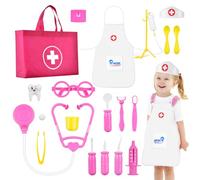 OSDUE Doctors Set for Kids, 34PCS Kids Doctors Kit with Nurses Costume, Kids Doctors Set Case Educational Toys Age 3, Dentist Toys with Simulation Stethoscope, Pretend Doctor Kit Toys Medical Playset