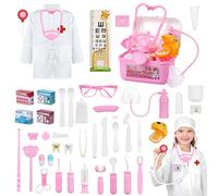 OSDUE Doctors Set for Kids, 64PCS Kids Doctors Kit with Nurses Costume, Doctors Case Educational Dentist Set with Simulation Stet