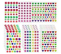 OSDUE Dot Stickers for Kids, 1710 PCS 30 Sheets Assorted Coloured Dots Mini Teacher Reward Sticky Scrapbook Stars for Arts Crafts, Heart Star and Dot Papeterie Stickers - Gifts for Christmas Decor