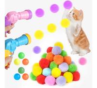 OSDUE Interactive Cat Ball Launcher with 100pcs Soft Pom Pom Balls, Cats Balls Toys with 2 Launcher Funny Interactive Chasing Cats Toys Cat Ball Gun for Indoor Training Exercise Playing