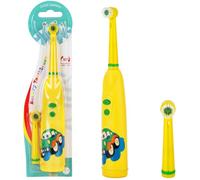 OSDUE Kids Electric Toothbrush, Battery Powered Electric Toothbrush, 5,000 VPM IPX5 Waterproof 2 Replacement Extra Soft Brush Heads Gentle on Teeth & Gums Care for Children Ages 5-12 (Yellow)