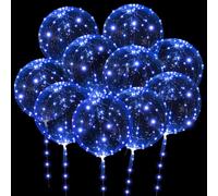 OSDUE Light up LED Balloons,10 Packs 24 Inches Transparent Reusable LED Bobo Balloons for Valentines Day Wedding Christmas Birthday Party Supplies Decoration