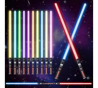 OSDUE Light Up Saber with Sound, 2 Pack 12 Color Retractable Lightsaber for Kids, LED Light Saber Sword Toy for Boys Kids Teenagers Gift Halloween Dress Up Parties, Fashion Cosplay Toy for Adults