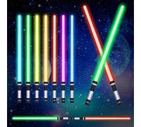 OSDUE Light Up Saber with Sound, 2 Pack 7 Color Retractable Lightsaber for Kids, LED Light Saber Sword Toy for Boys Kids Teenagers Gift Halloween Dress Up Parties, Fashion Cosplay Toy for Adults
