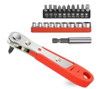 OSDUE Mini Ratchet Wrench, 21 in 1 Ratchet Screwdriver Set 1/4" Drive High Torque Right Angle Screwdriver Offset Reversible Screwdrives for Tight Spaces with Phillips Flat Torx Hex Adapter for Socket