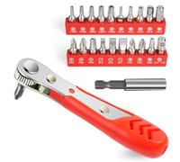 OSDUE Mini Ratchet Wrench, 22 in 1 Ratchet Screwdriver Set, 1/4" Drive High Torque Right Angle Screwdriver, Offset Reversible Screwdrivers for Tight Spaces with Phillips Flat Torx Hex Square Bits